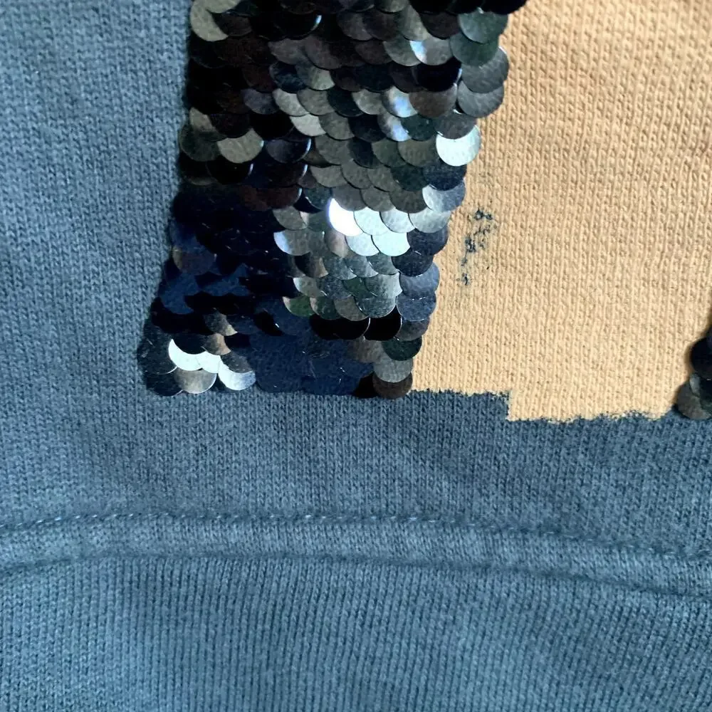 Zara Sequined Girl Graphic Peplum Crewneck Cotton Sweatshirt Size 13-14